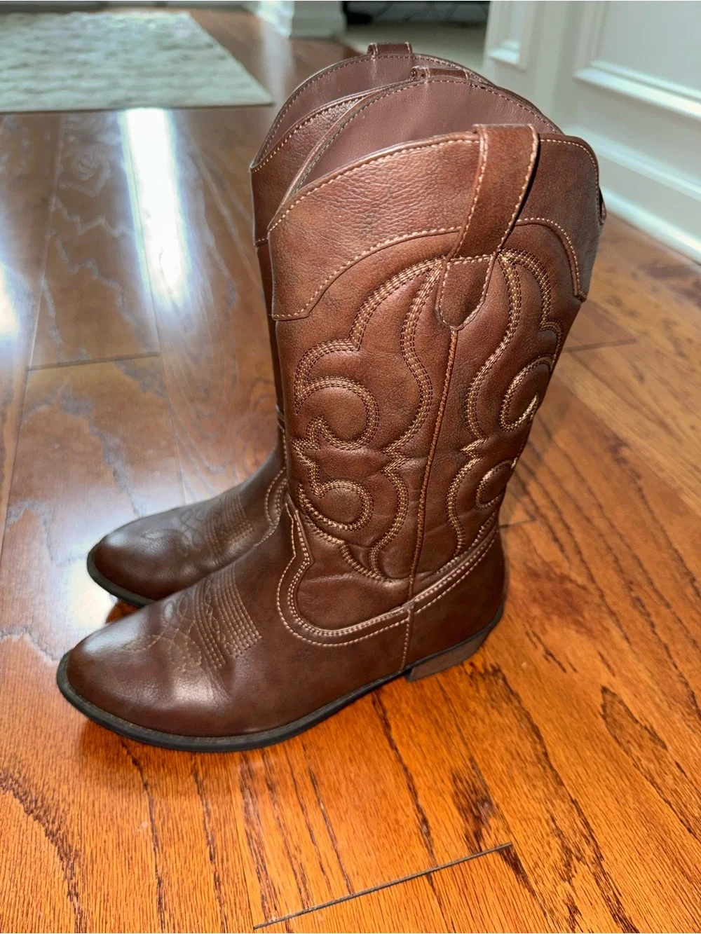 Cat & Jack Brown Girls' Western Riding Boots Size 5 Excellent Condition